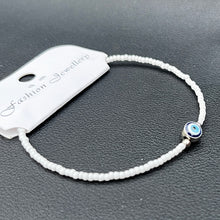 Load image into Gallery viewer, Crystal Bracelet | Beaded Evil Eye Charm | 7 Color Options 
