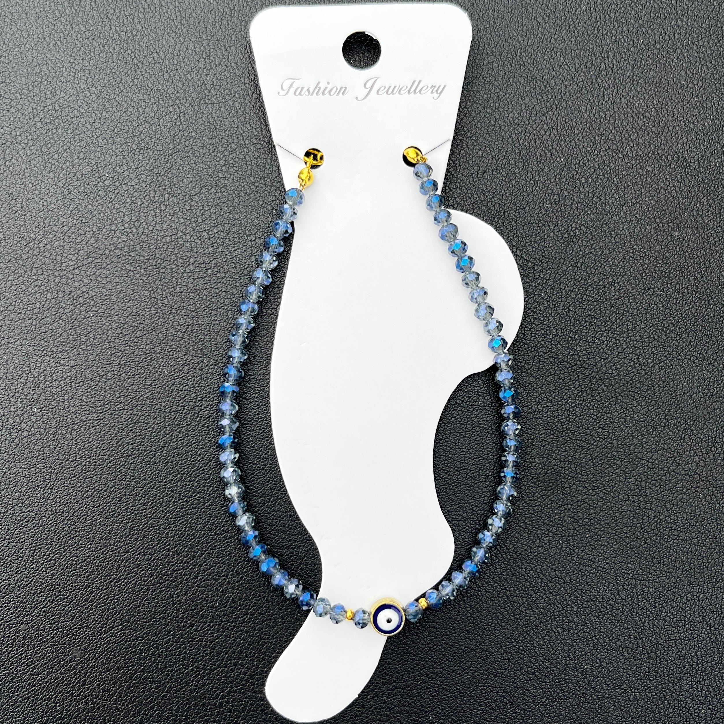 Handmade Evil Eye Anklet: Crystal Beads, Protective Charm
