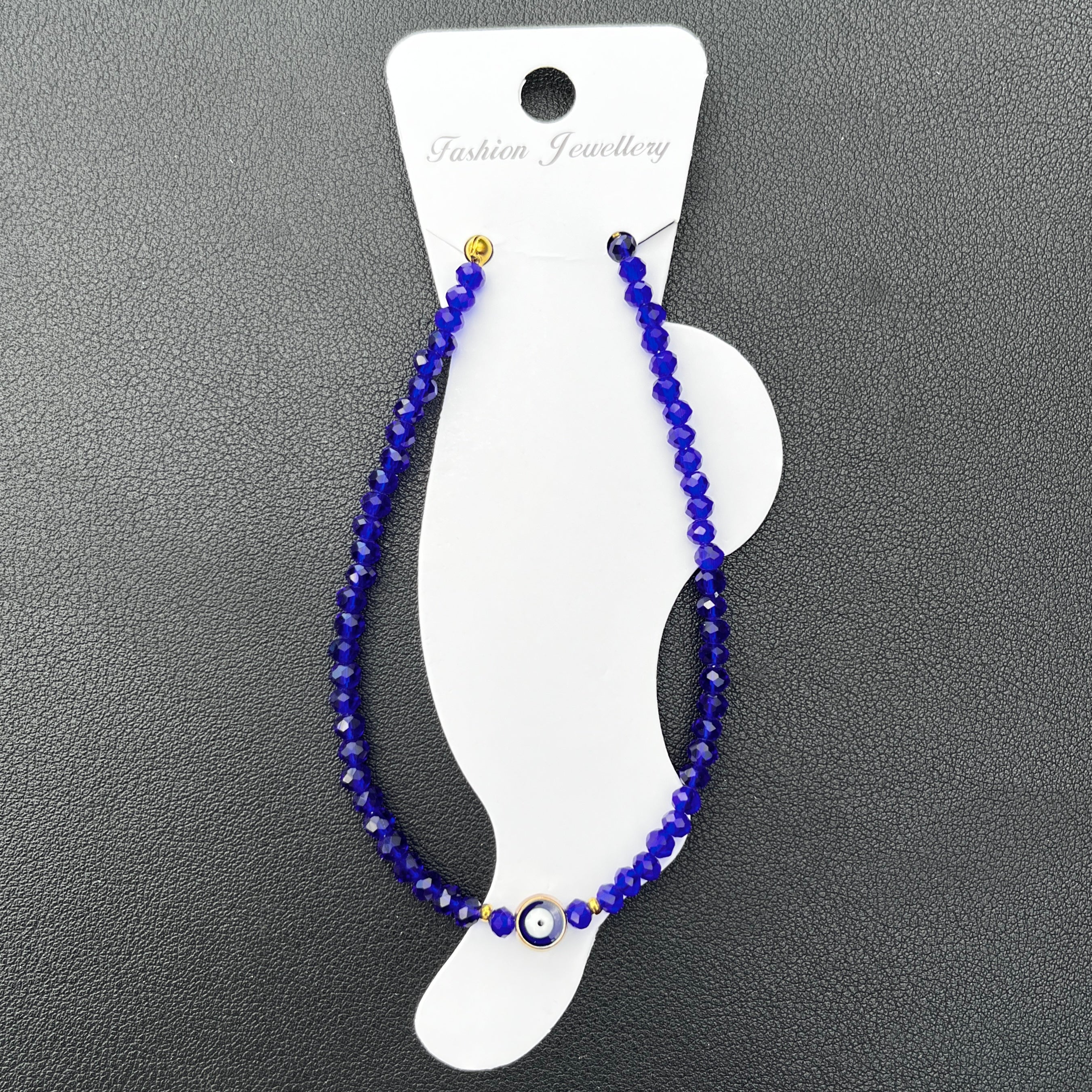 Handmade Evil Eye Anklet: Crystal Beads, Protective Charm