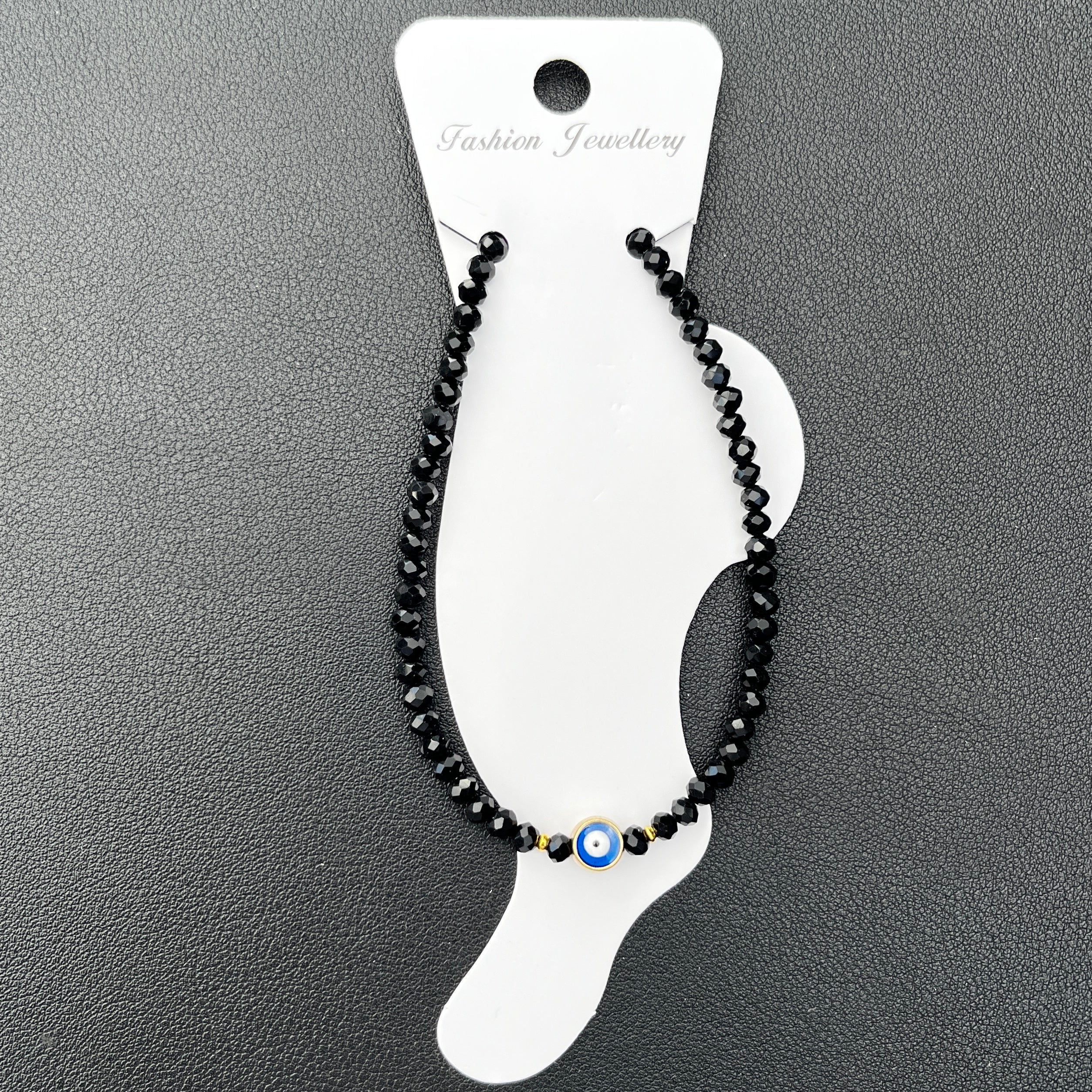 Handmade Evil Eye Anklet: Crystal Beads, Protective Charm