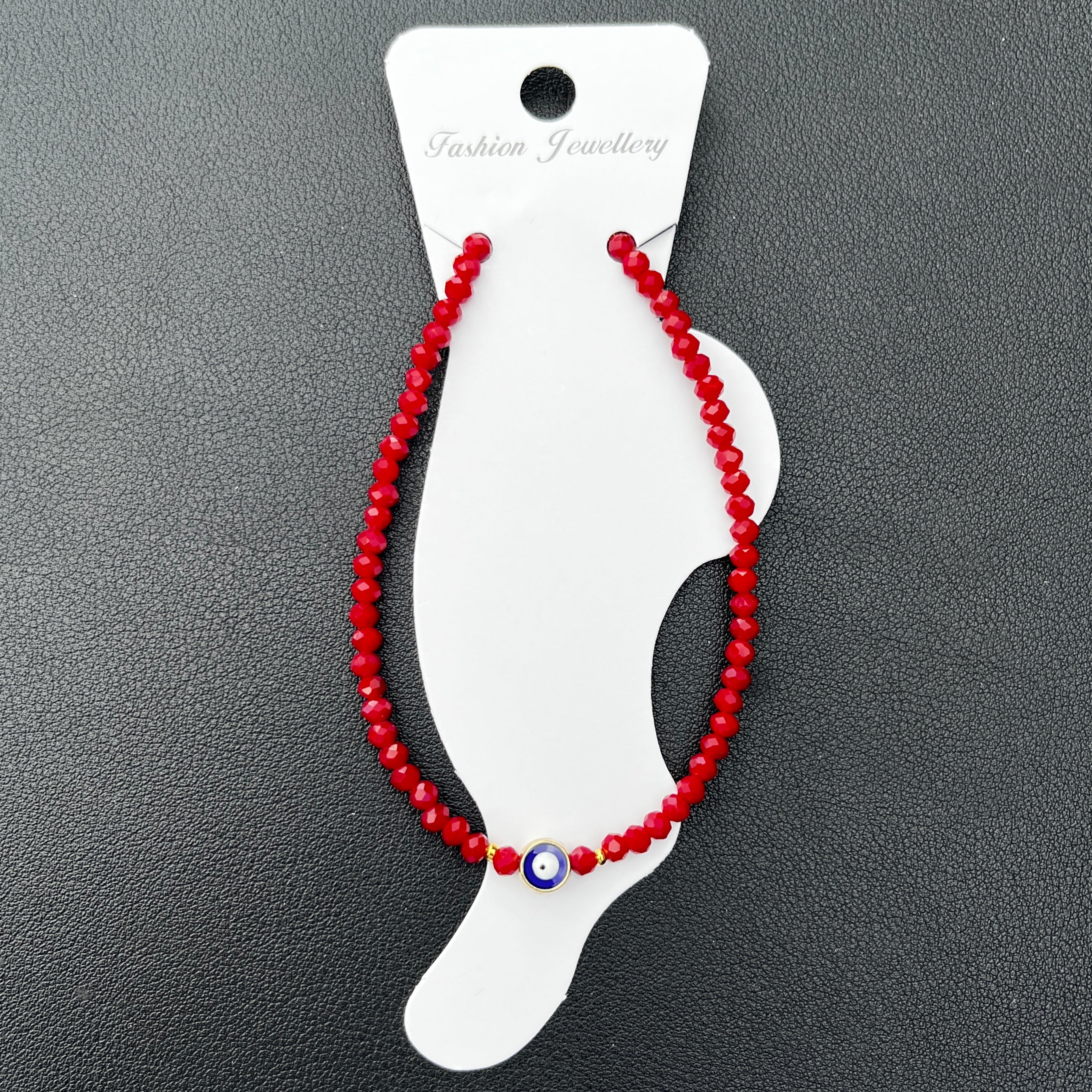 Handmade Evil Eye Anklet: Crystal Beads, Protective Charm