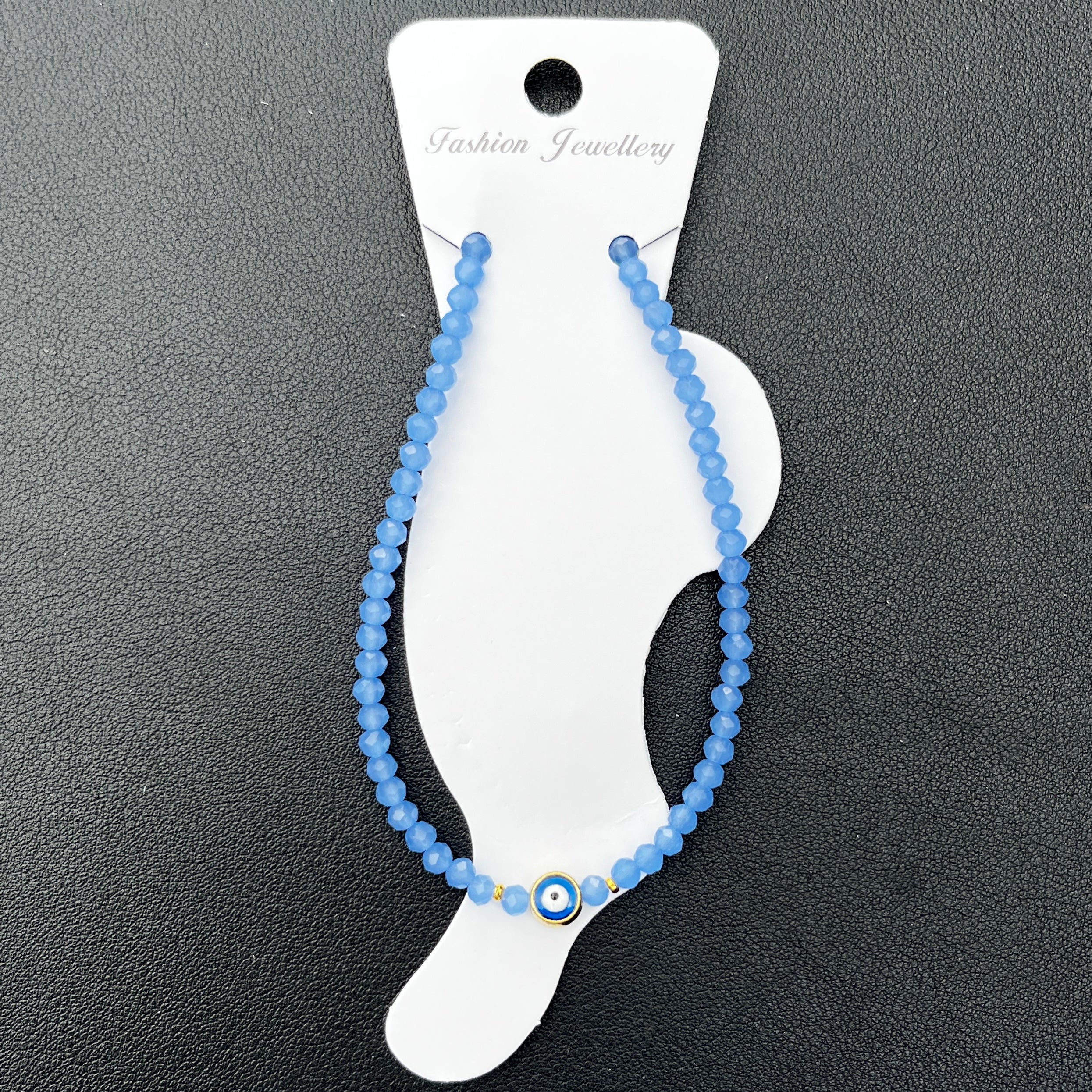 Handmade Evil Eye Anklet: Crystal Beads, Protective Charm