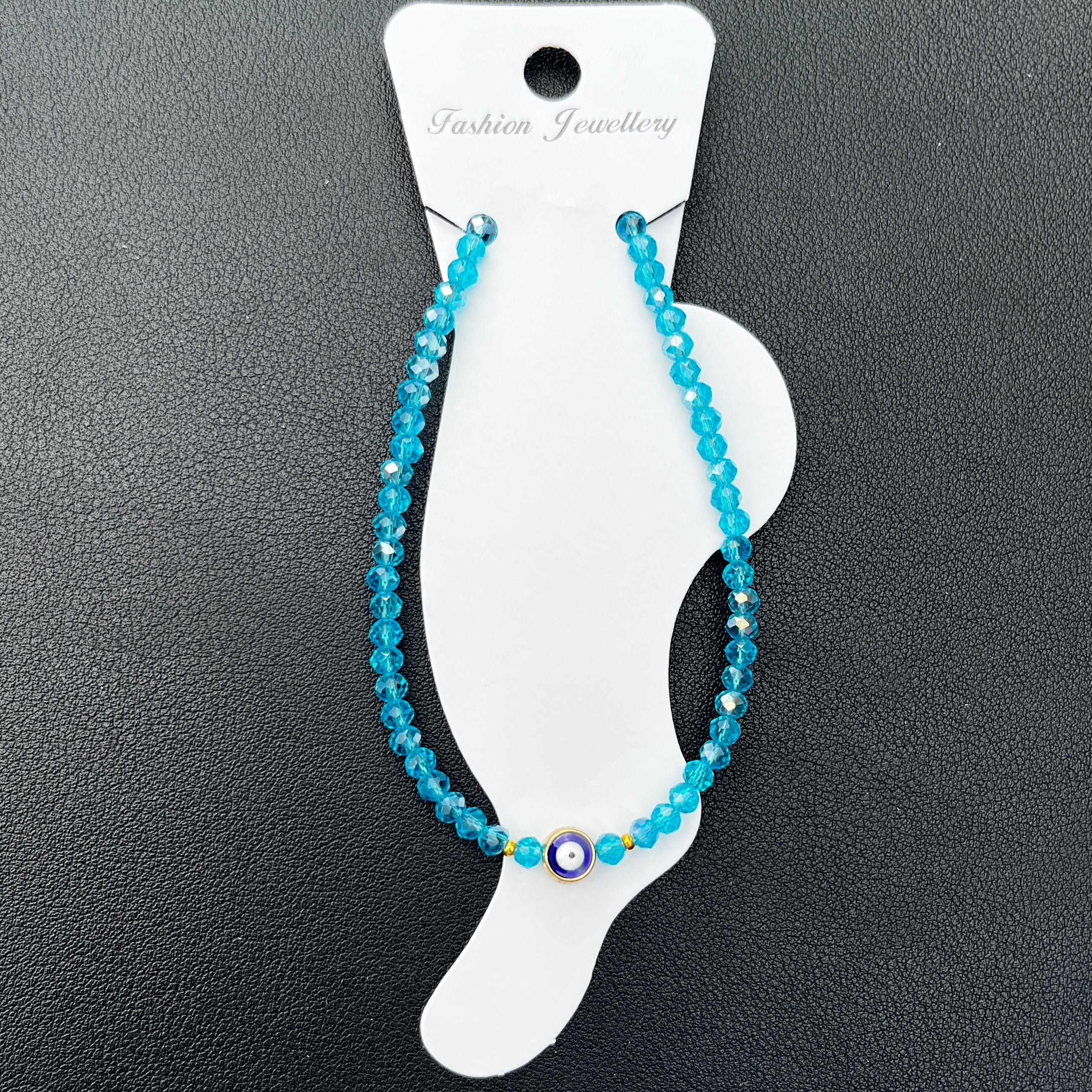 Handmade Evil Eye Anklet: Crystal Beads, Protective Charm