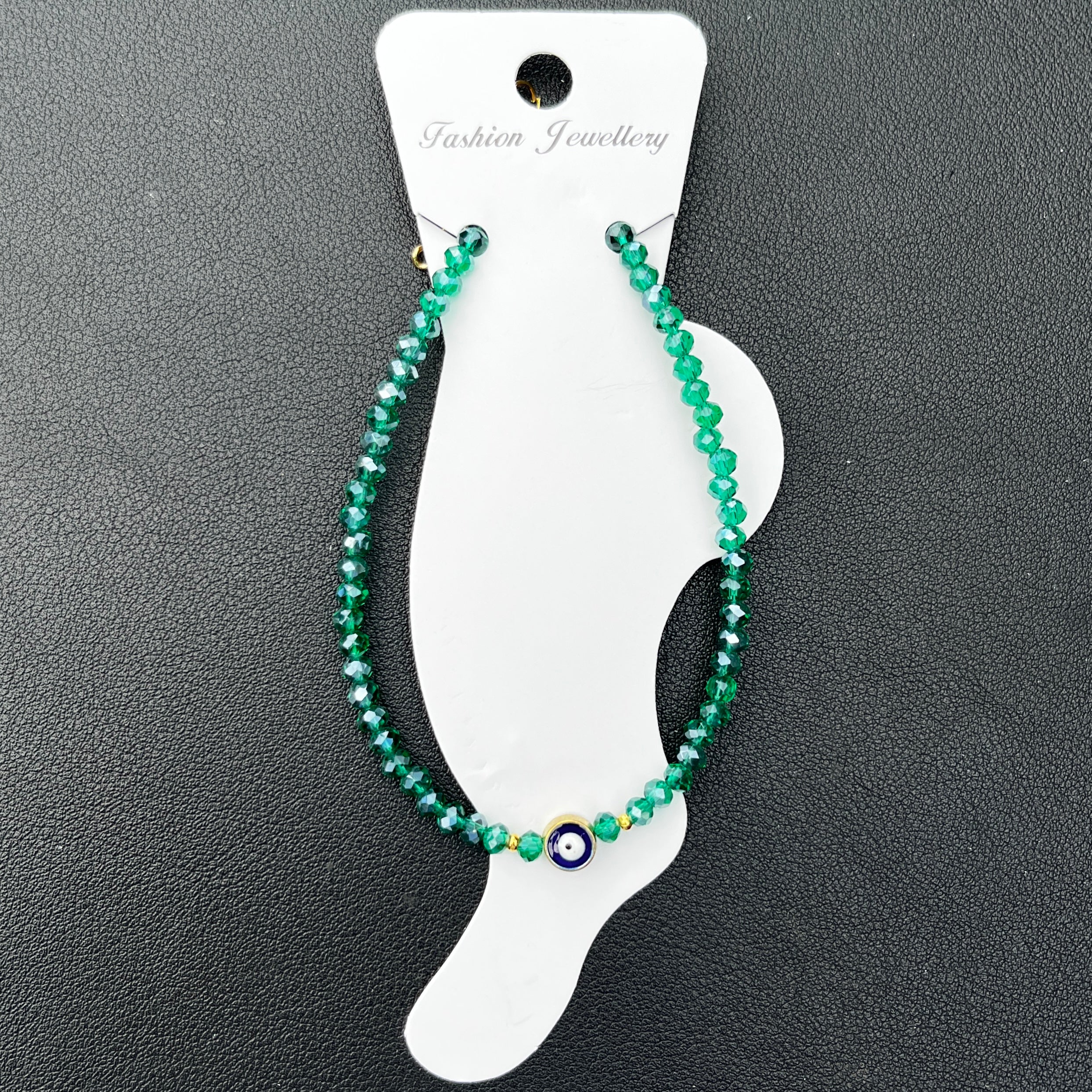 Handmade Evil Eye Anklet: Crystal Beads, Protective Charm