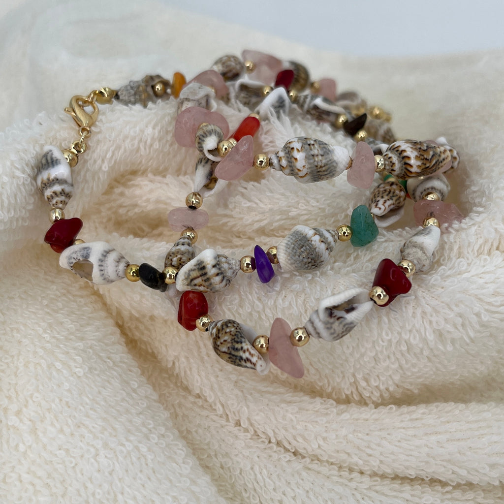 Seashell Natural Stone Beaded Anklet: Your Beach Style 