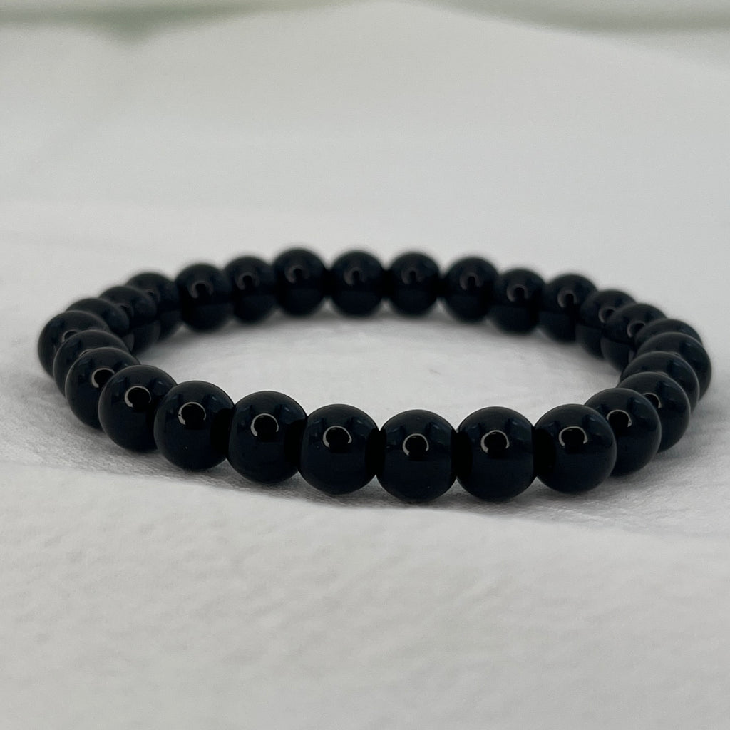 Black Beaded Stylish Stretchy Bracelet - Elegant Stones