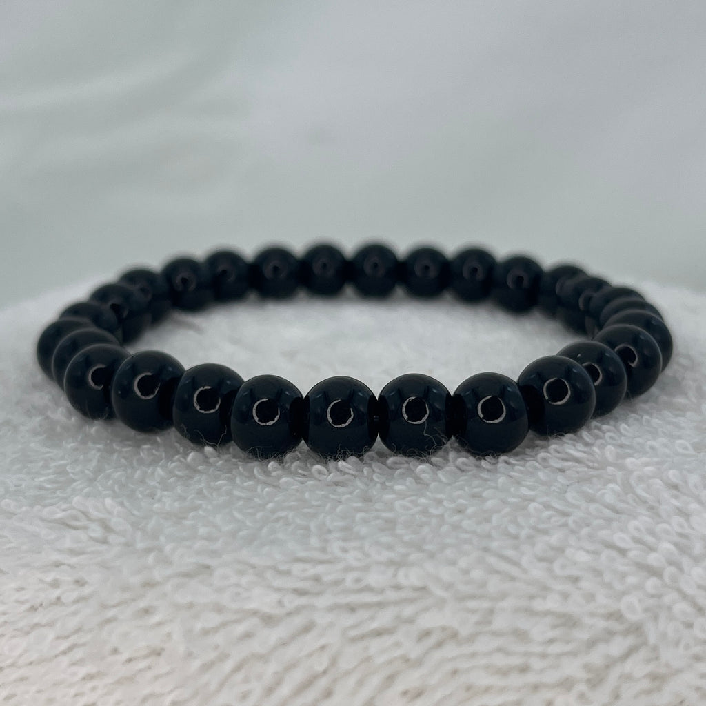 Black Beaded Stylish Stretchy Bracelet - Elegant Stones