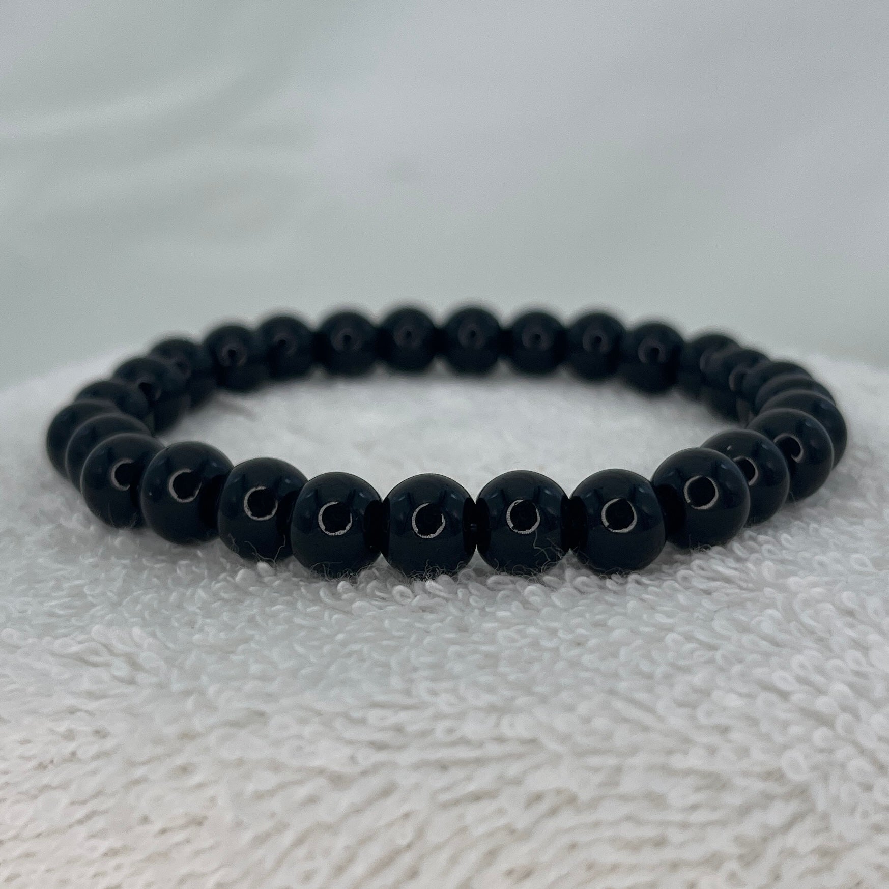 Black Beaded Stylish Stretchy Bracelet - Elegant Stones