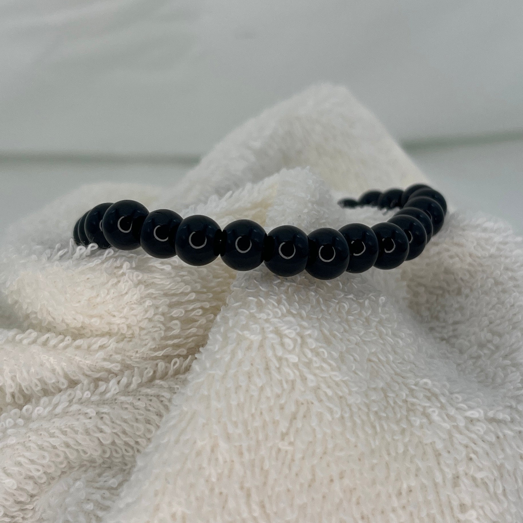 Black Beaded Stylish Stretchy Bracelet - Elegant Stones