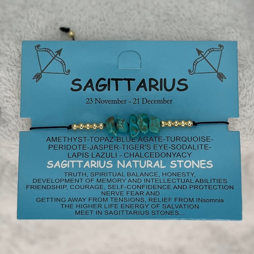 12 Piece Zodiac Sign Natural Stone Bracelet Set –