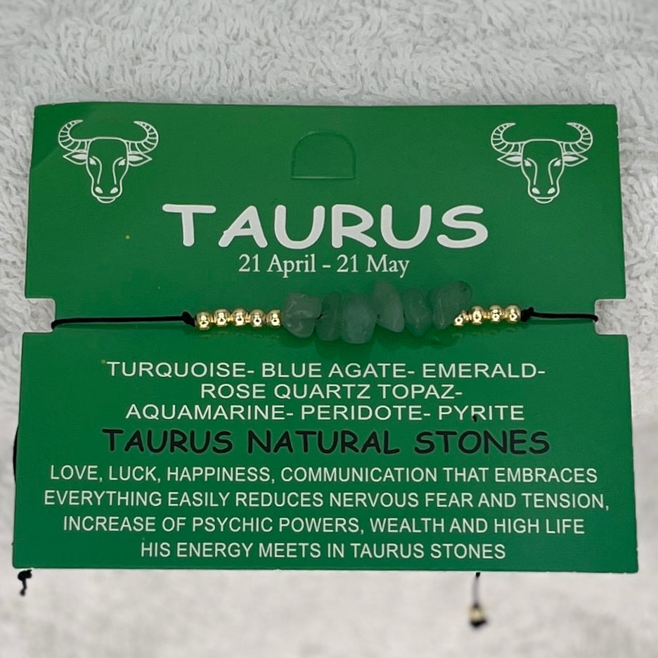 12 Piece Zodiac Sign Natural Stone Bracelet Set –