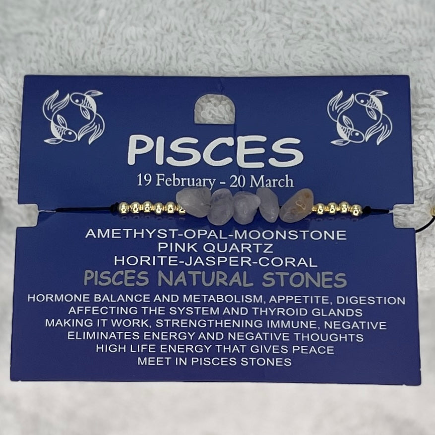 12 Piece Zodiac Sign Natural Stone Bracelet Set –