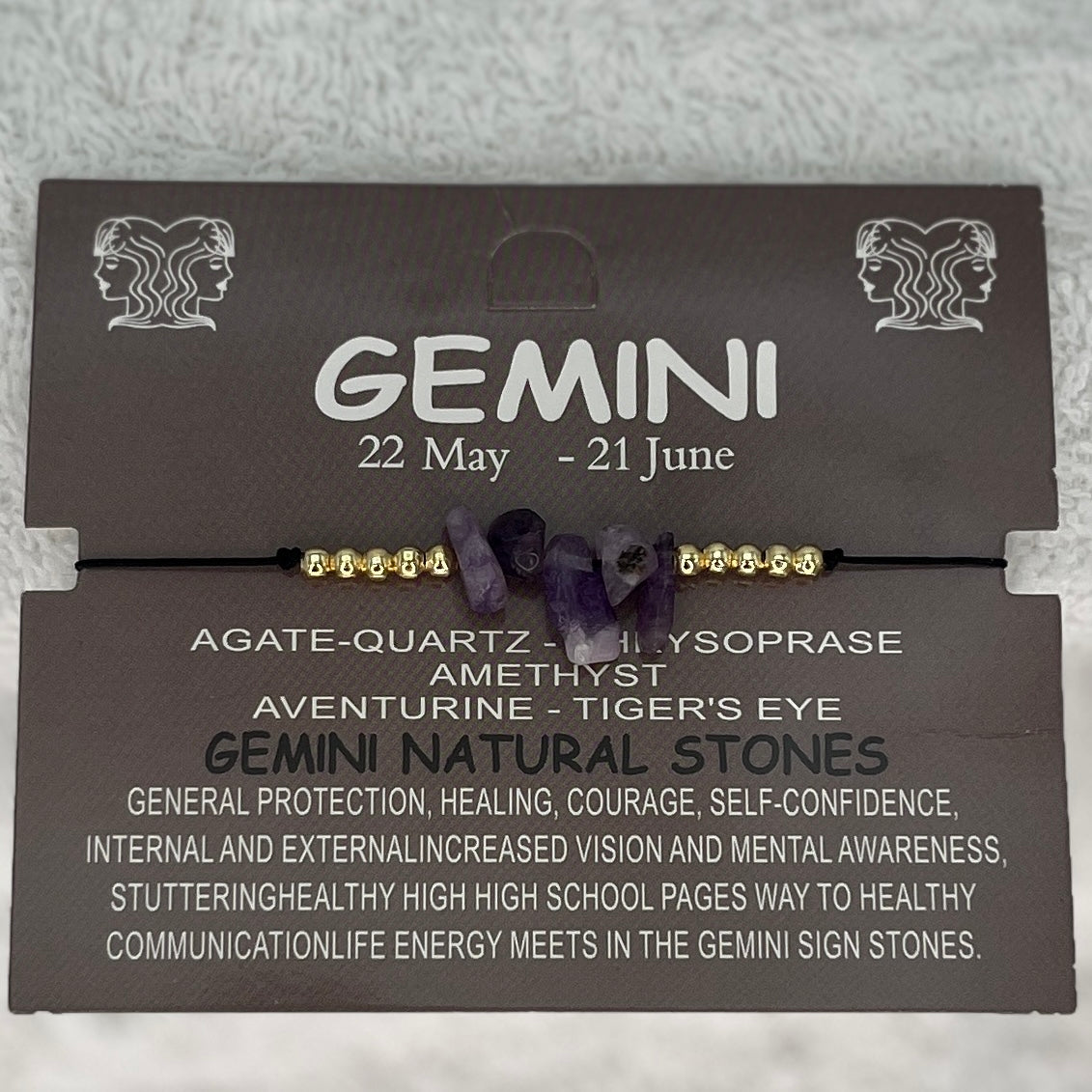 12 Piece Zodiac Sign Natural Stone Bracelet Set –