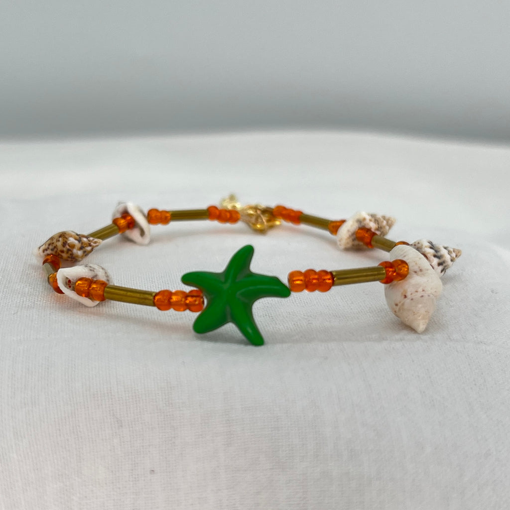 Seashell Stoned Adjustable Beaded Anklet–Perfect for Beach 