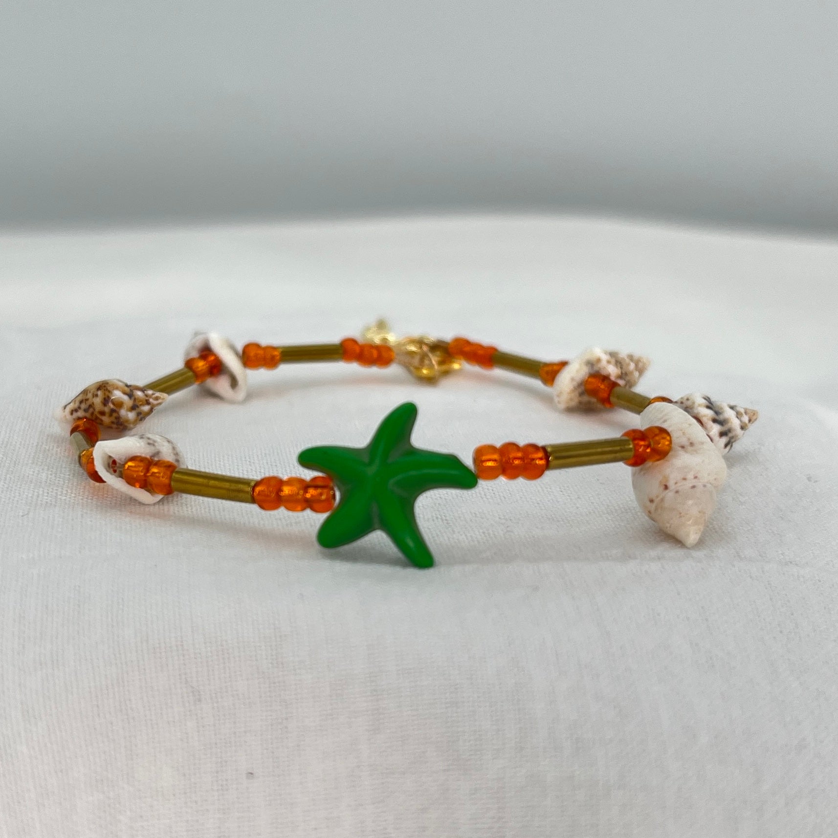 Seashell Stoned Adjustable Beaded Anklet–Perfect for Beach 