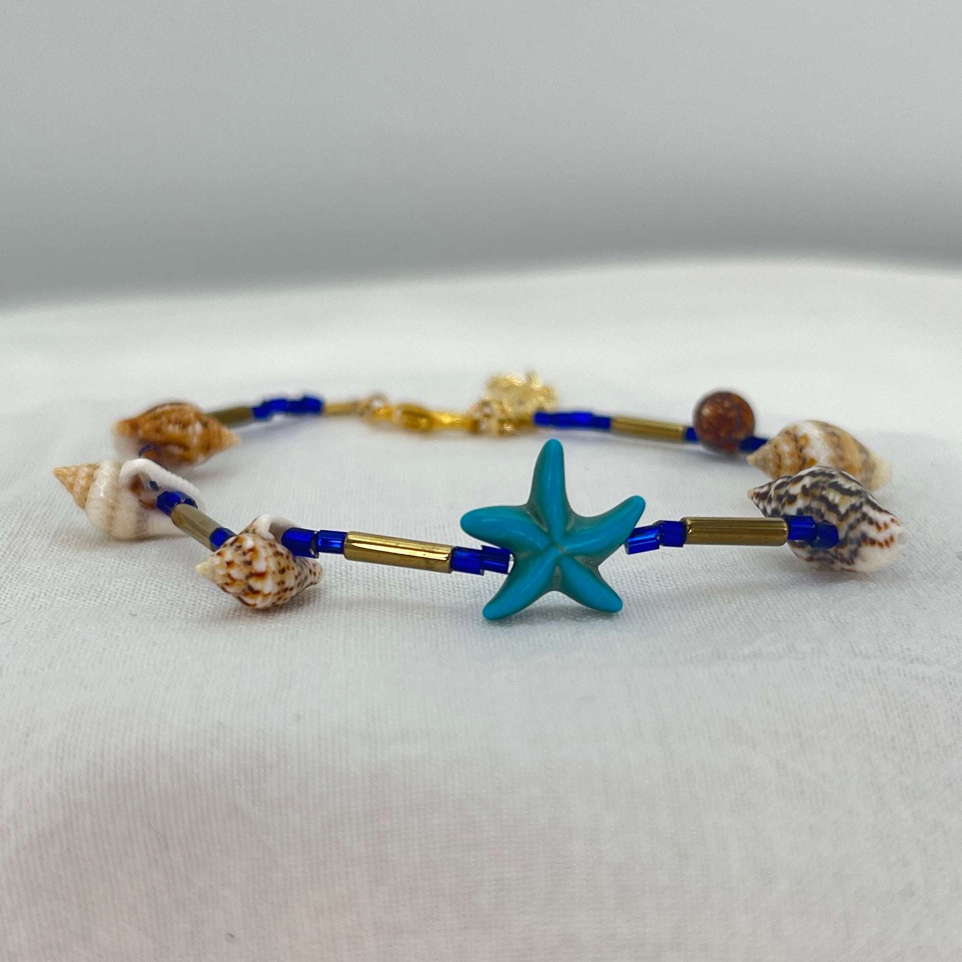 Seashell Stoned Adjustable Beaded Anklet–Perfect for Beach 
