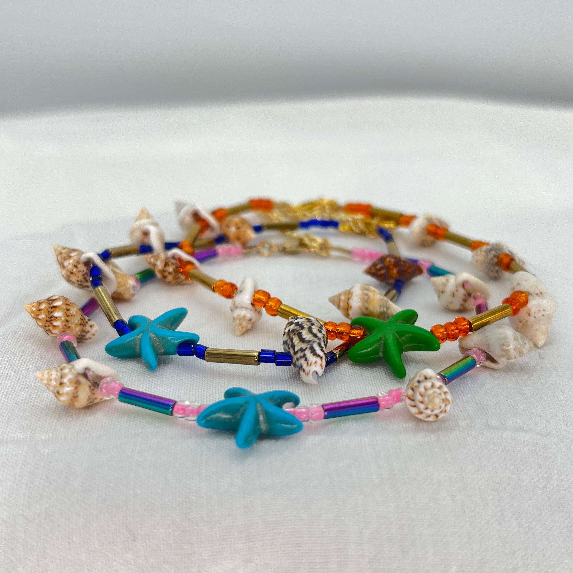 Seashell Stoned Adjustable Beaded Anklet–Perfect for Beach 