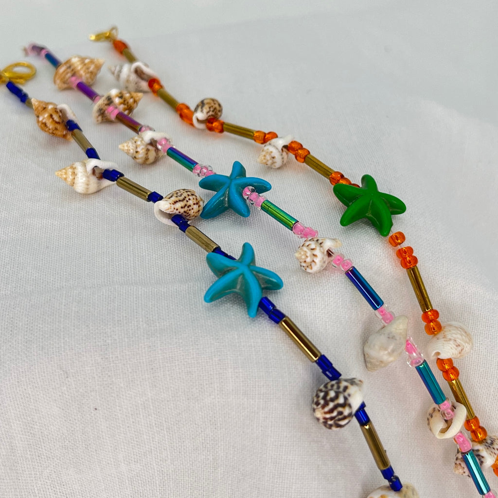 Seashell Stoned Adjustable Beaded Anklet–Perfect for Beach 