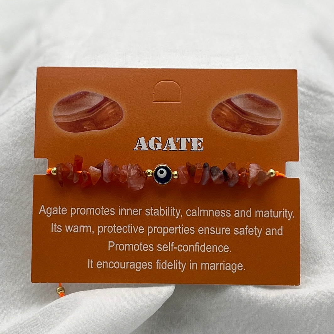 Set of 12 Zodiac Sign Natural Stone & Evil Eye Bracelets