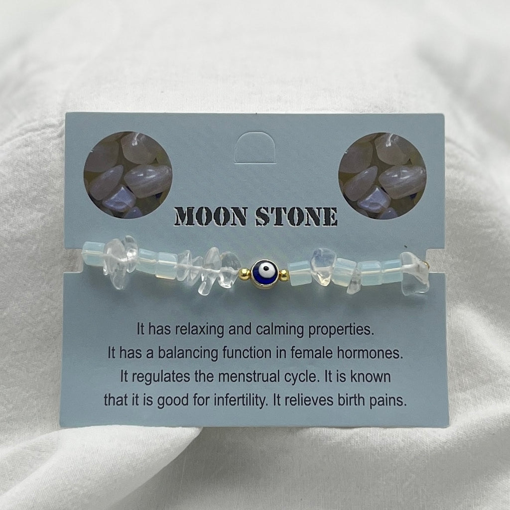 Set of 12 Zodiac Sign Natural Stone & Evil Eye Bracelets