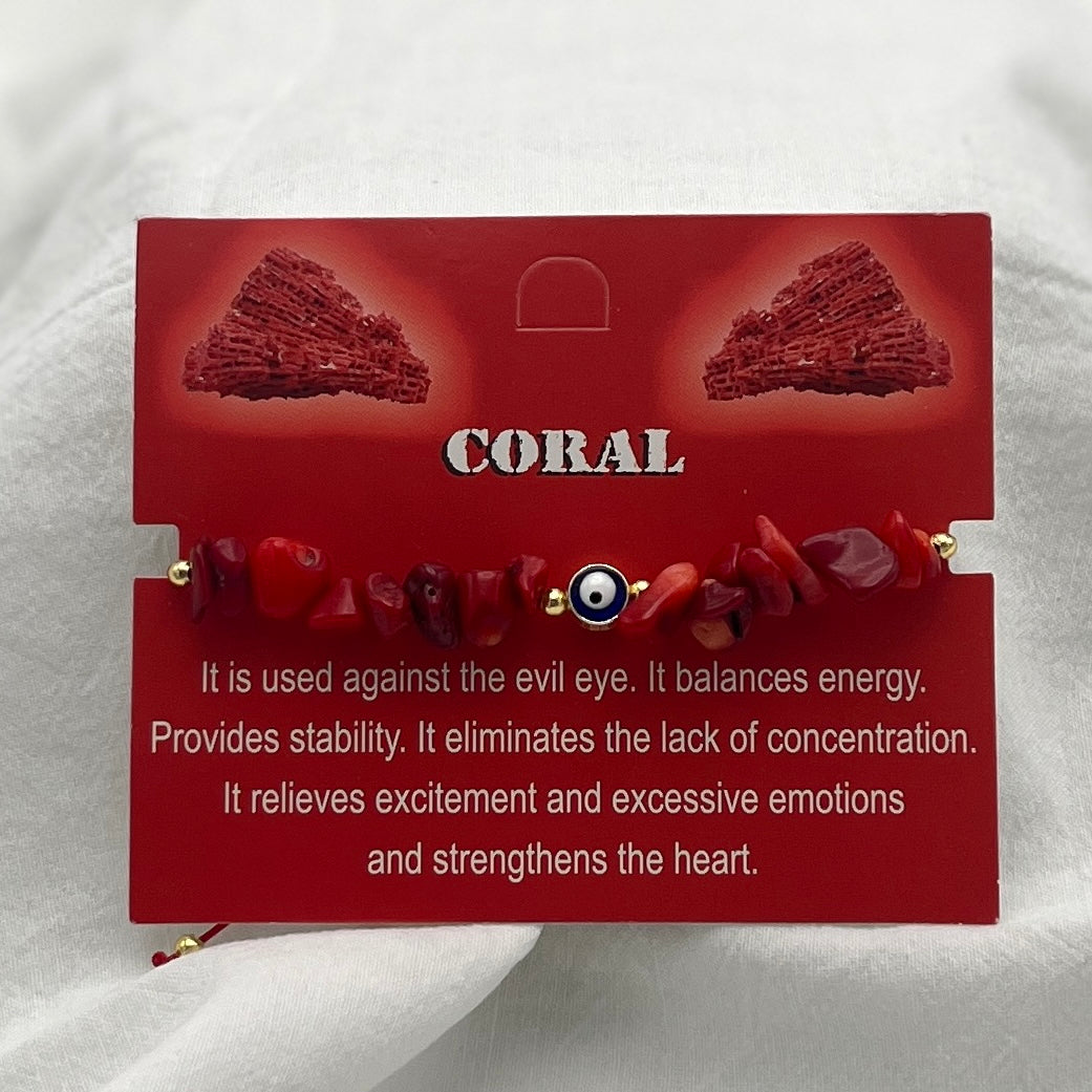 Set of 12 Zodiac Sign Natural Stone & Evil Eye Bracelets