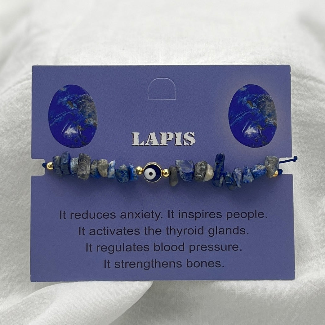 Set of 12 Zodiac Sign Natural Stone & Evil Eye Bracelets