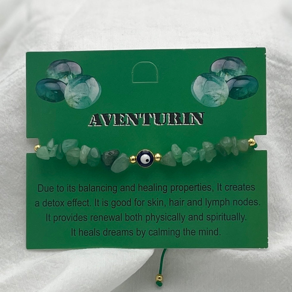 Set of 12 Zodiac Sign Natural Stone & Evil Eye Bracelets