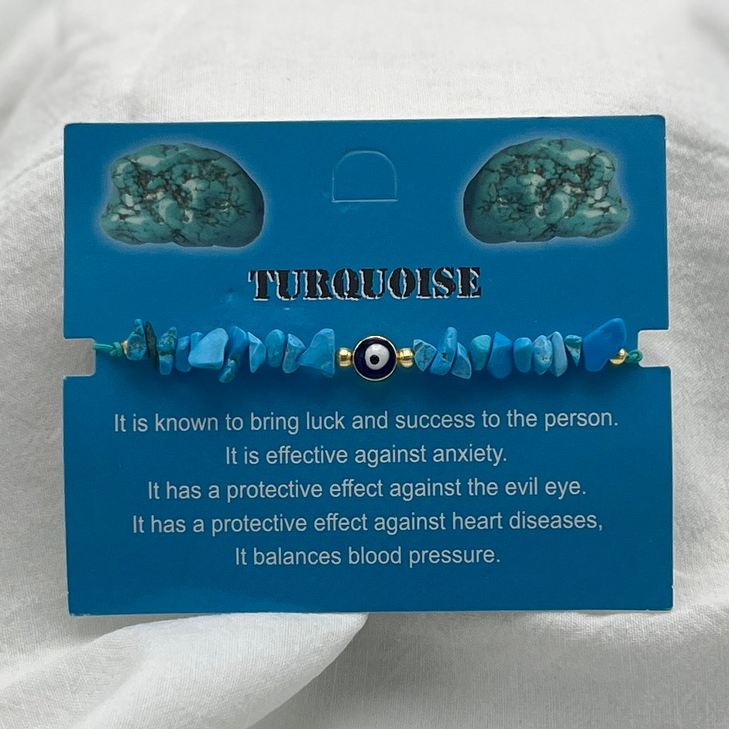 Set of 12 Zodiac Sign Natural Stone & Evil Eye Bracelets