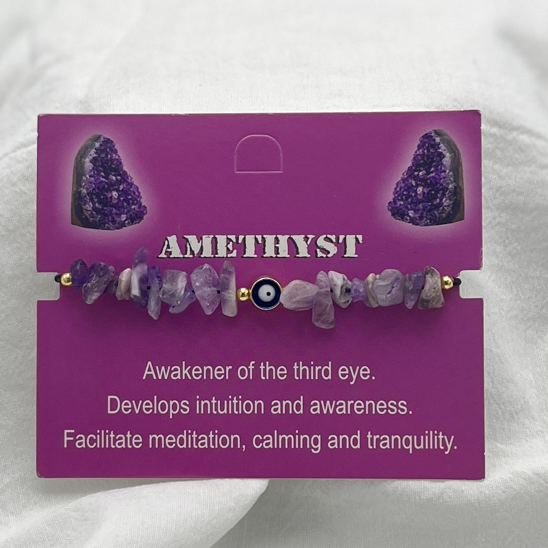 Set of 12 Zodiac Sign Natural Stone & Evil Eye Bracelets