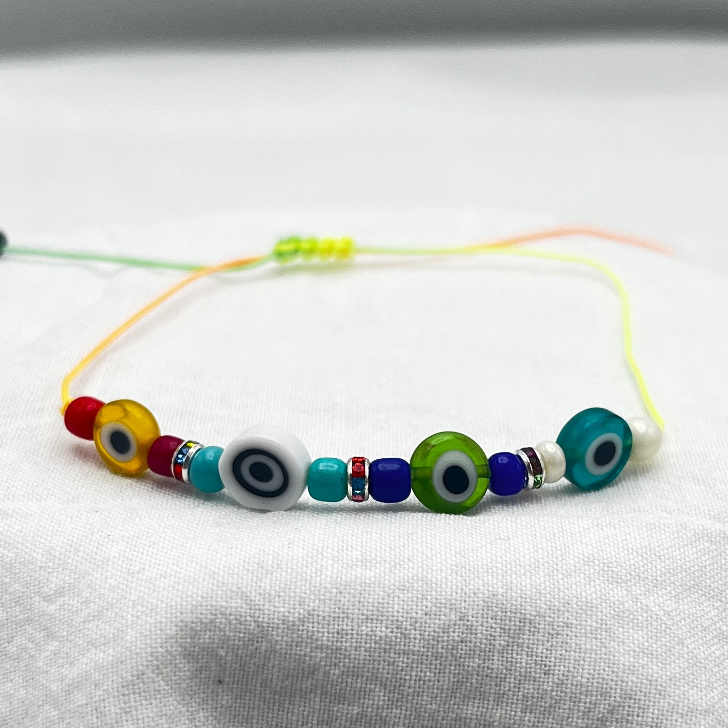 Rainbow Rope Evil Eye Beaded Bracelet Set of 12 - Protection