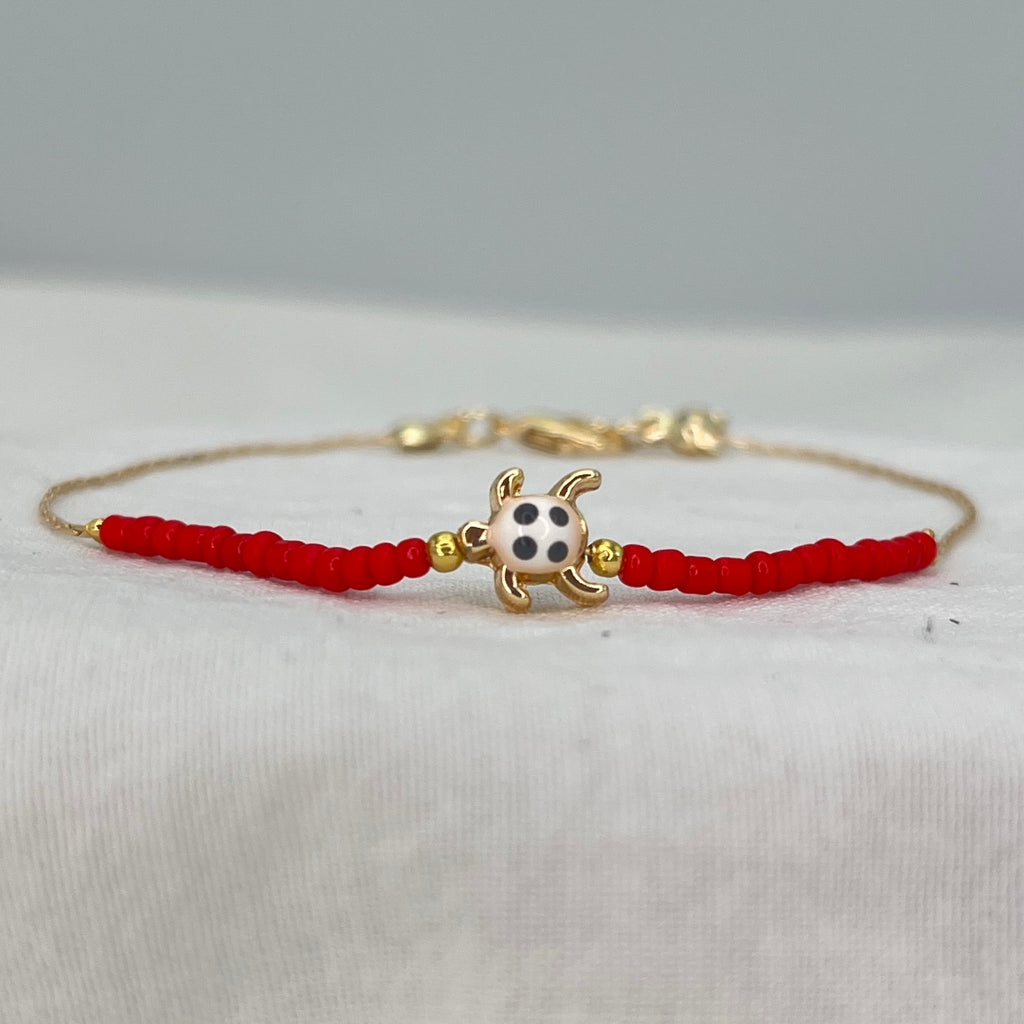 Turtle Bead Anklet: Thin Chain, Beach Style Foot Jewelry