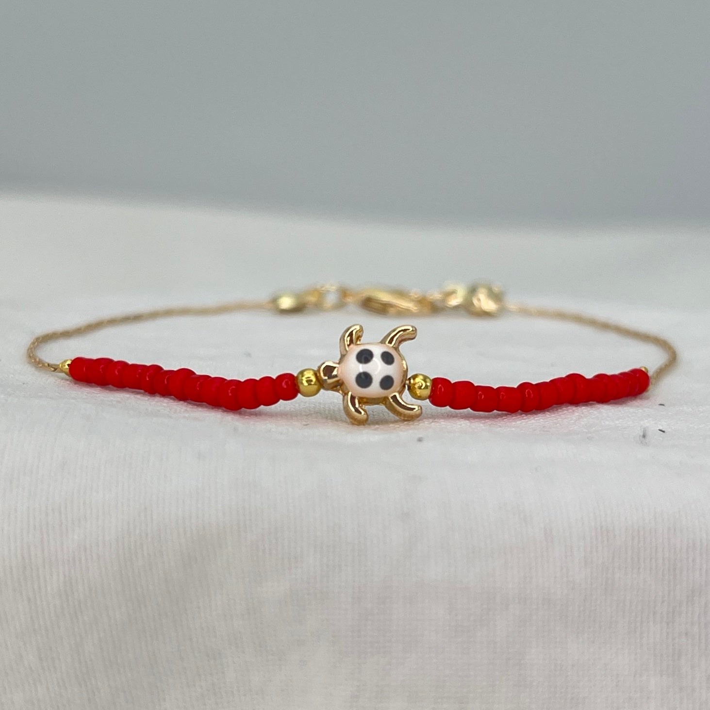 Turtle Bead Anklet: Thin Chain, Beach Style Foot Jewelry