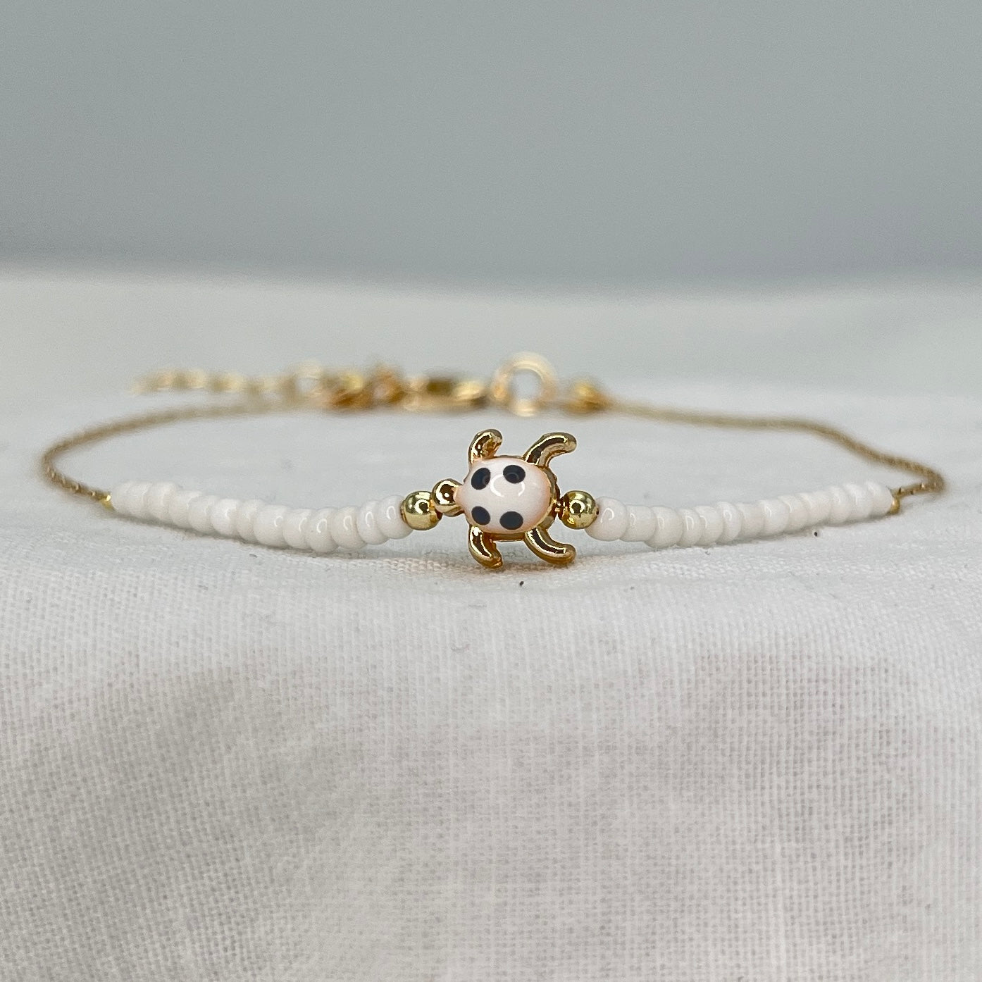 Turtle Bead Anklet: Thin Chain, Beach Style Foot Jewelry