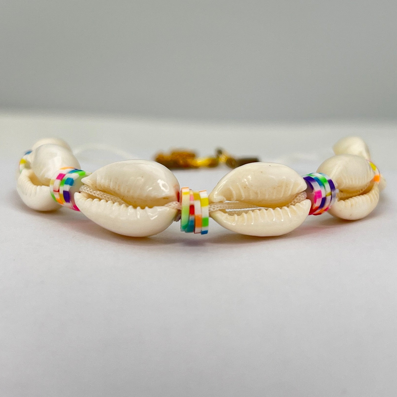 Rainbow Beaded Chain Seashell Beaded Anklet: Beach Style
