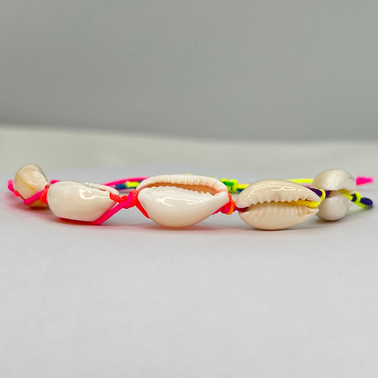 Rainbow Rope Seashell Beaded Adjustable Anklet, for Her