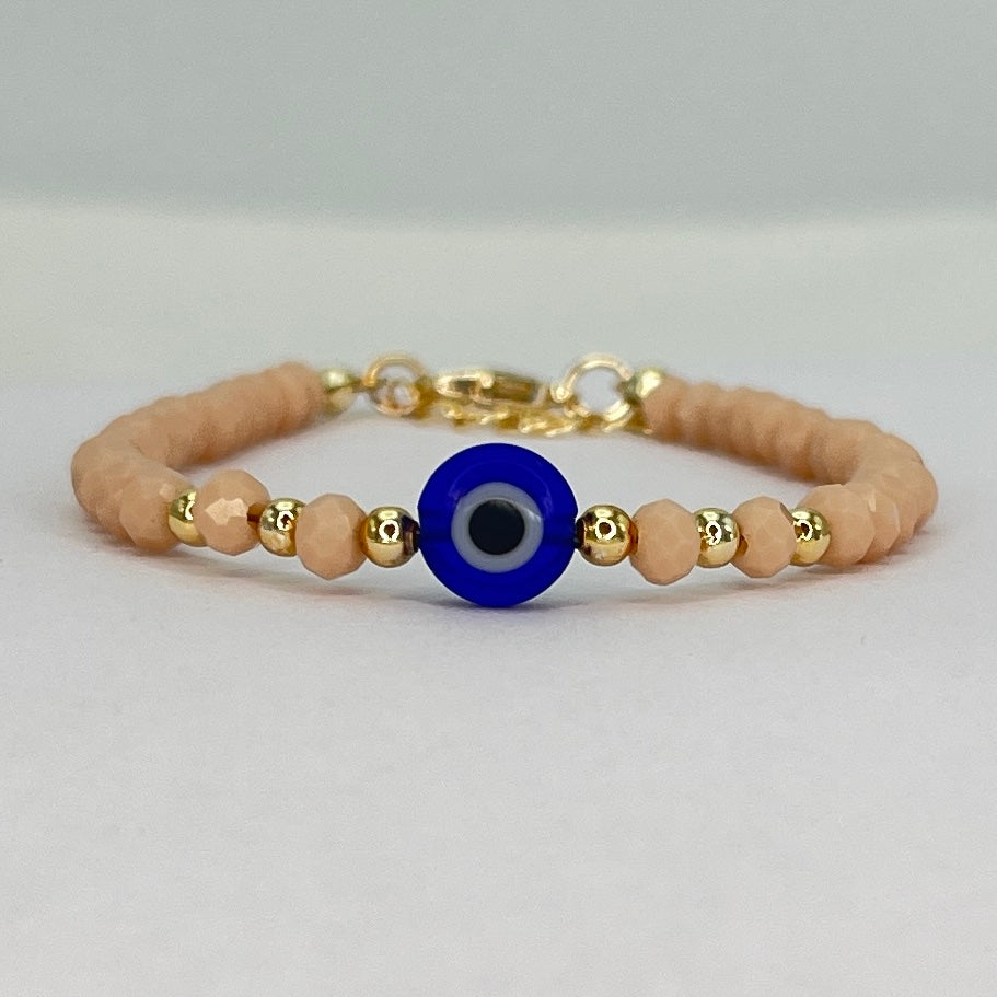 Evil Eye Crystal Beaded Bracelet, Charm - 6 Color Options 