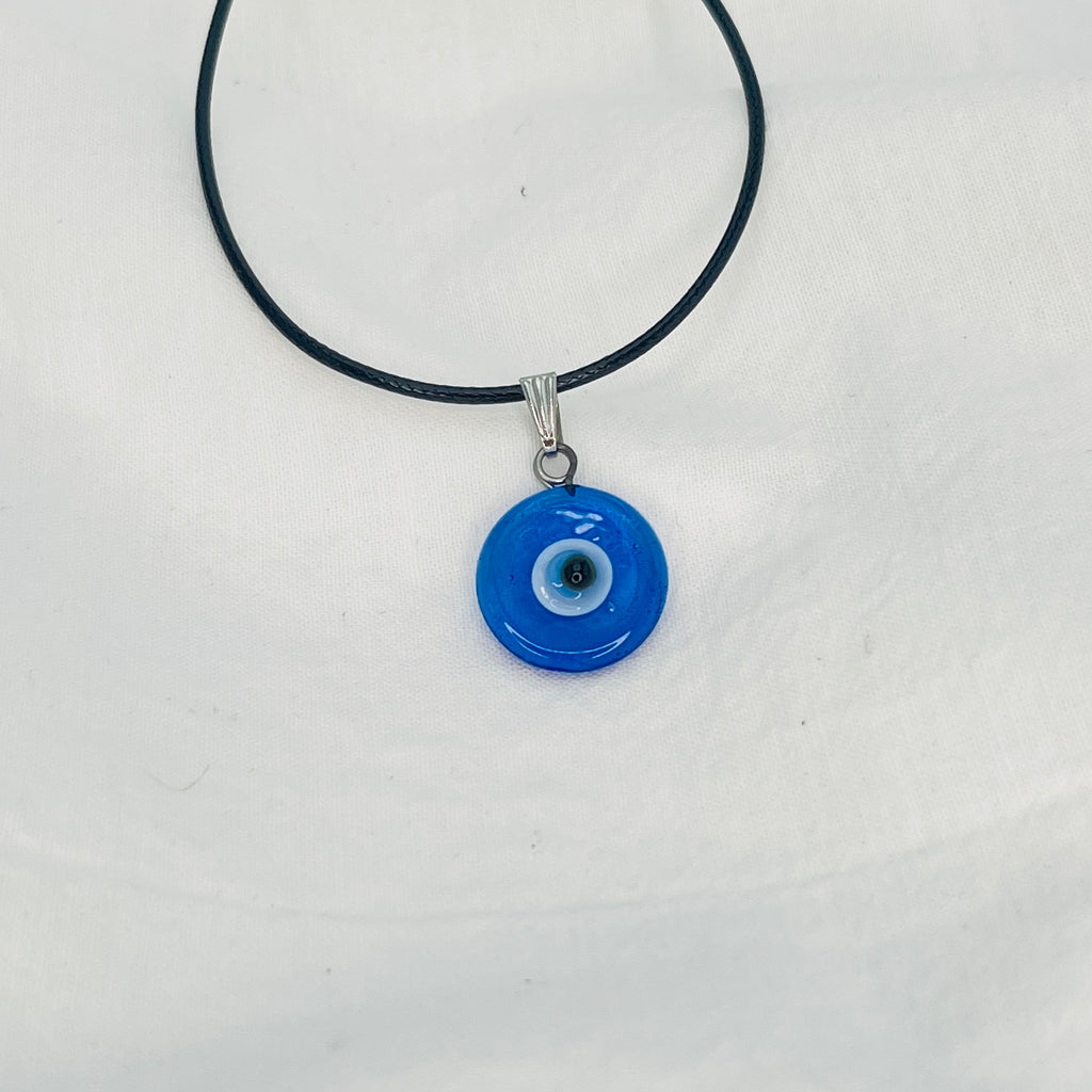 Adjustable Evil Eye Necklace Navy Glass Pendant - Protection