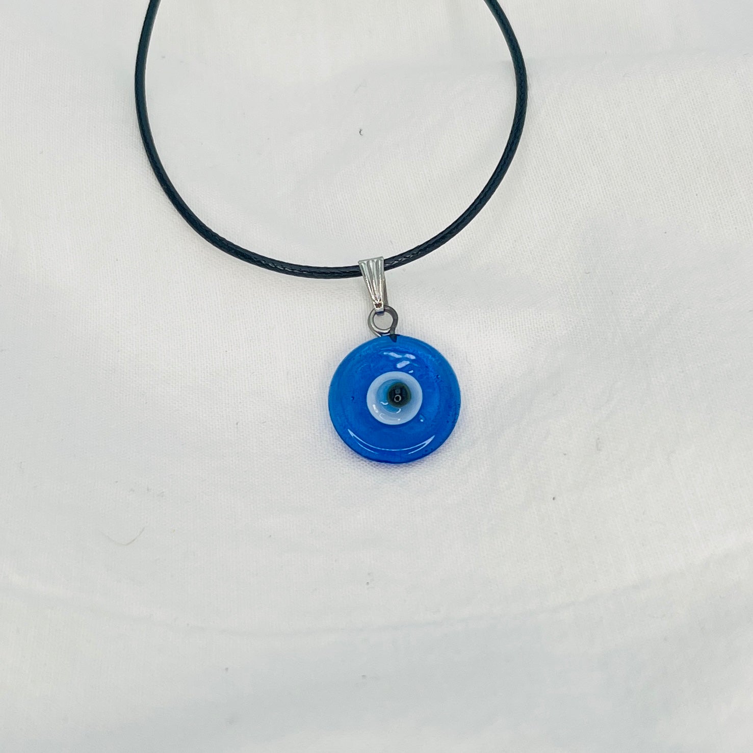Adjustable Evil Eye Necklace Navy Glass Pendant - Protection