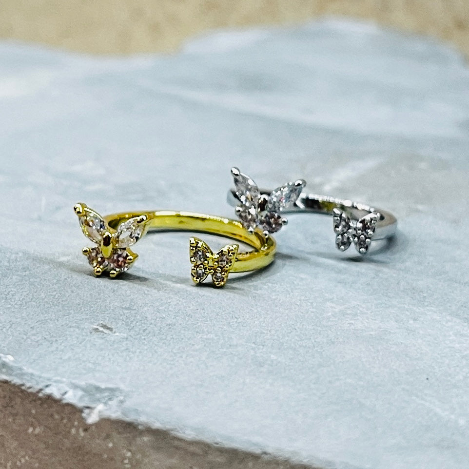 Double Butterfly Ring, Adjustable, Trendy, Holiday Gift 