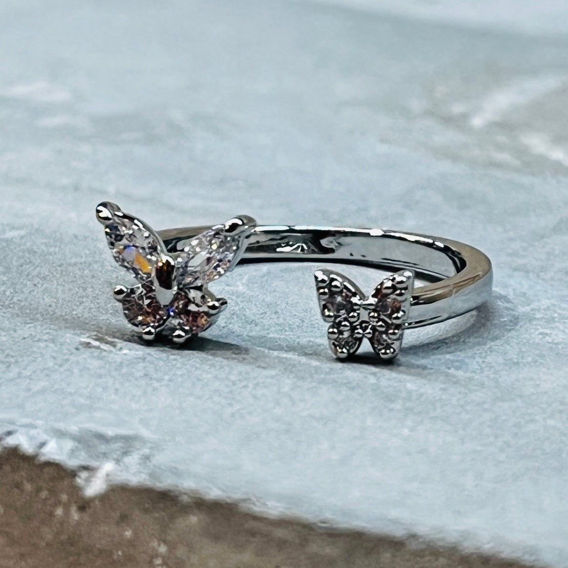Double Butterfly Ring, Adjustable, Trendy, Holiday Gift 