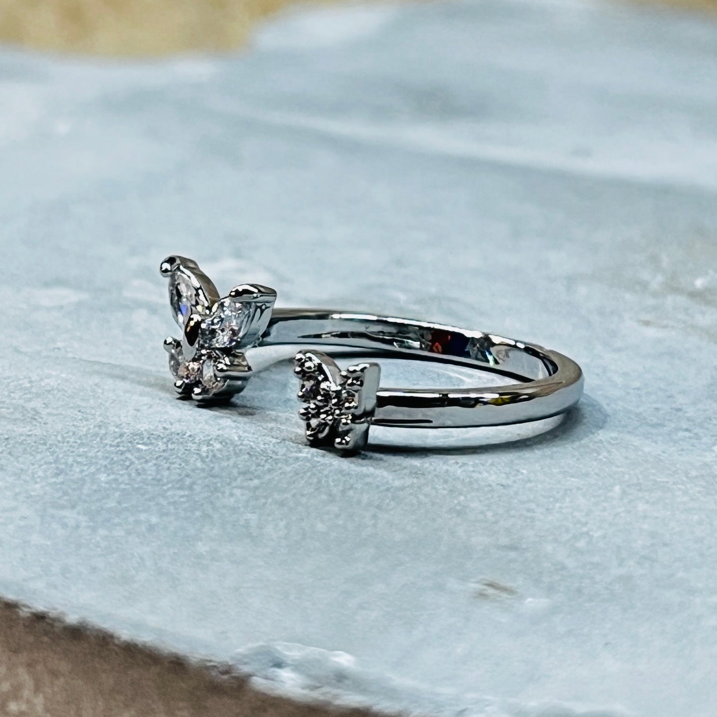 Double Butterfly Ring, Adjustable, Trendy, Holiday Gift 