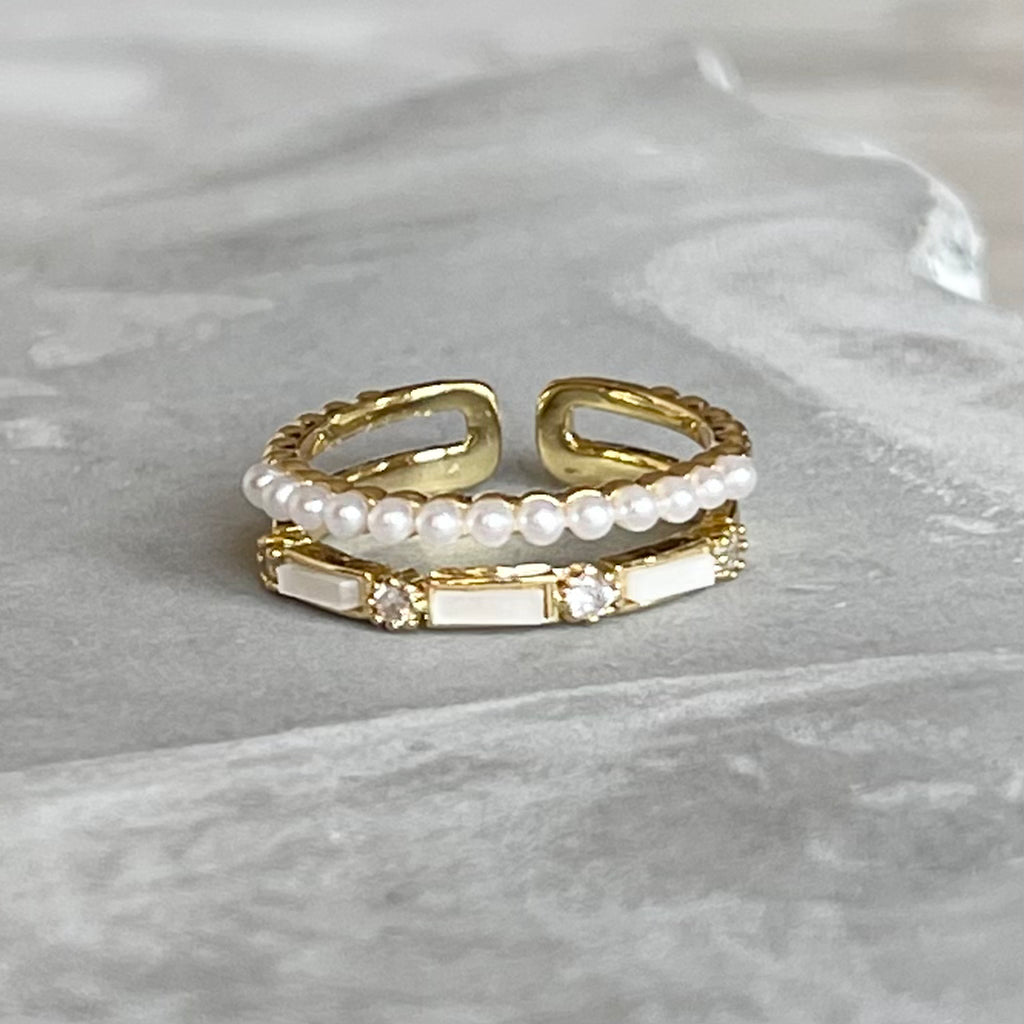 Minimal Modern Sparkling Gemstone Adjustable Ring, Sleek