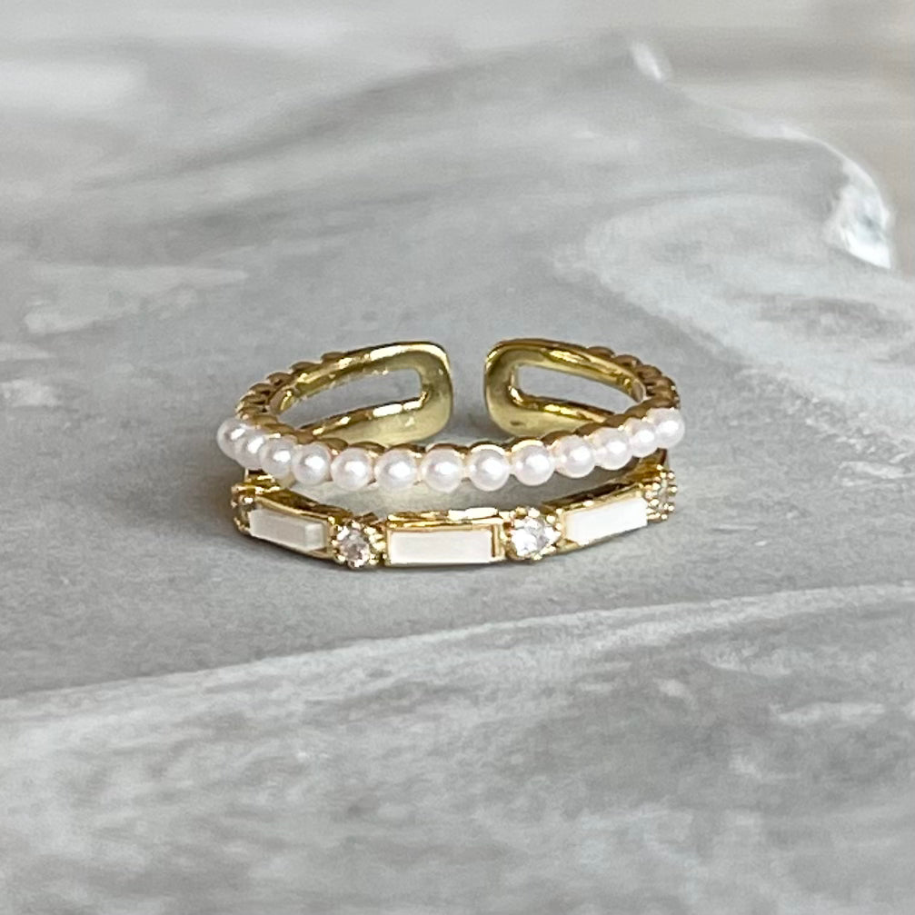 Minimal Modern Sparkling Gemstone Adjustable Ring, Sleek