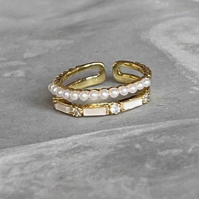 Minimal Modern Sparkling Gemstone Adjustable Ring, Sleek