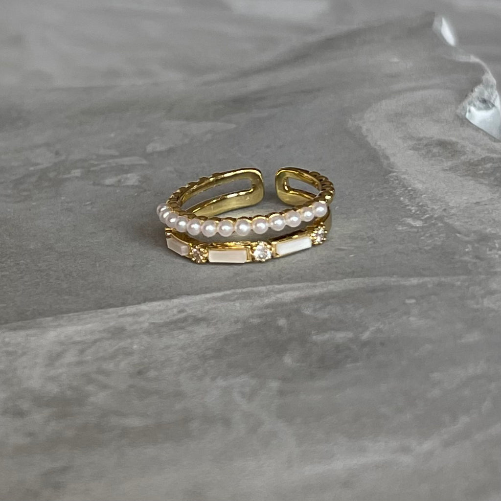 Minimal Modern Sparkling Gemstone Adjustable Ring, Sleek