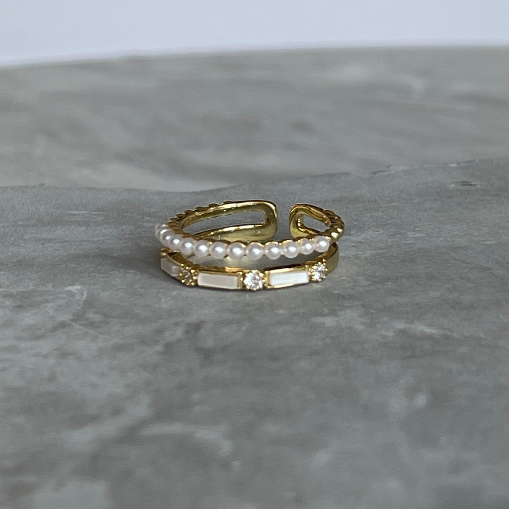 Minimal Modern Sparkling Gemstone Adjustable Ring, Sleek