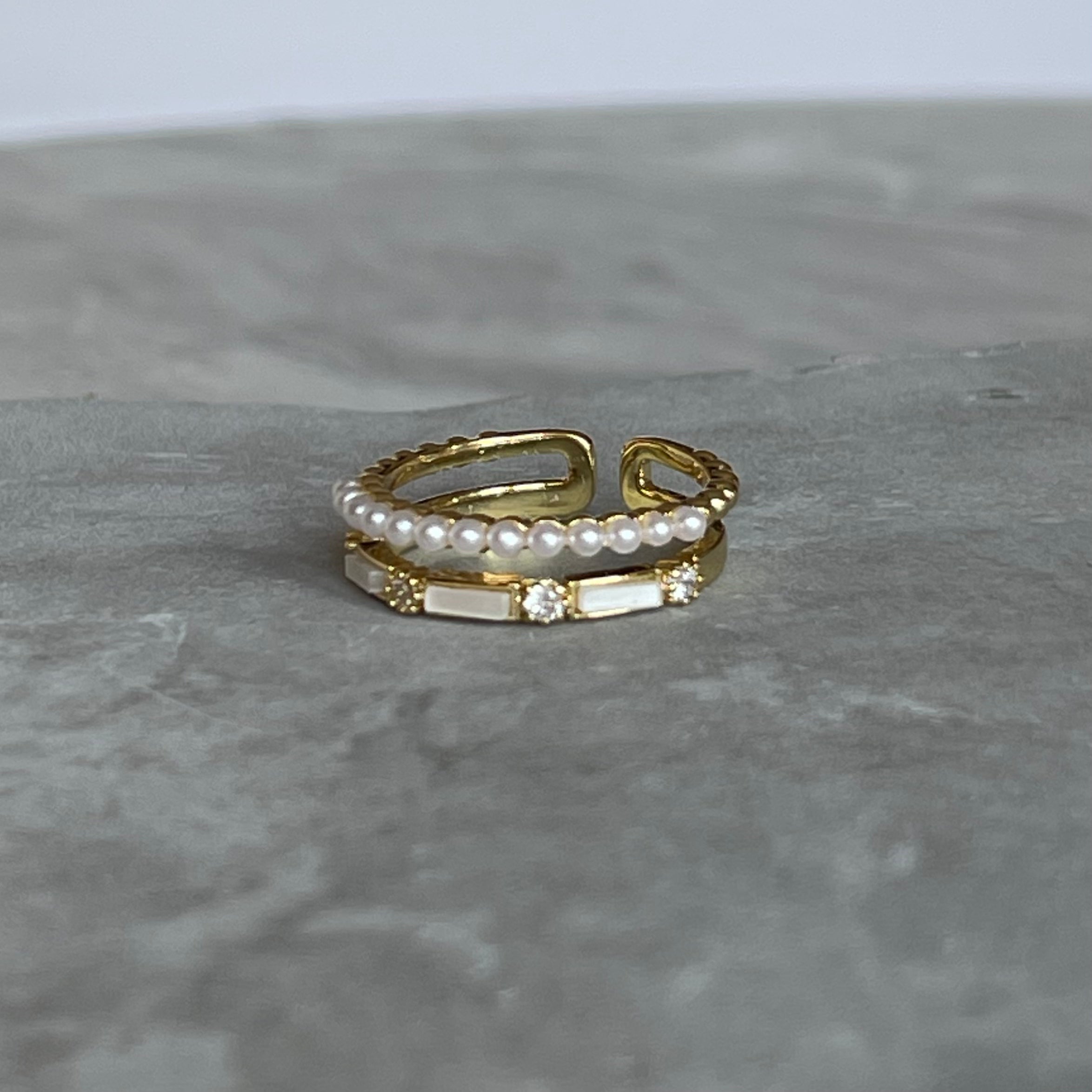 Minimal Modern Sparkling Gemstone Adjustable Ring, Sleek