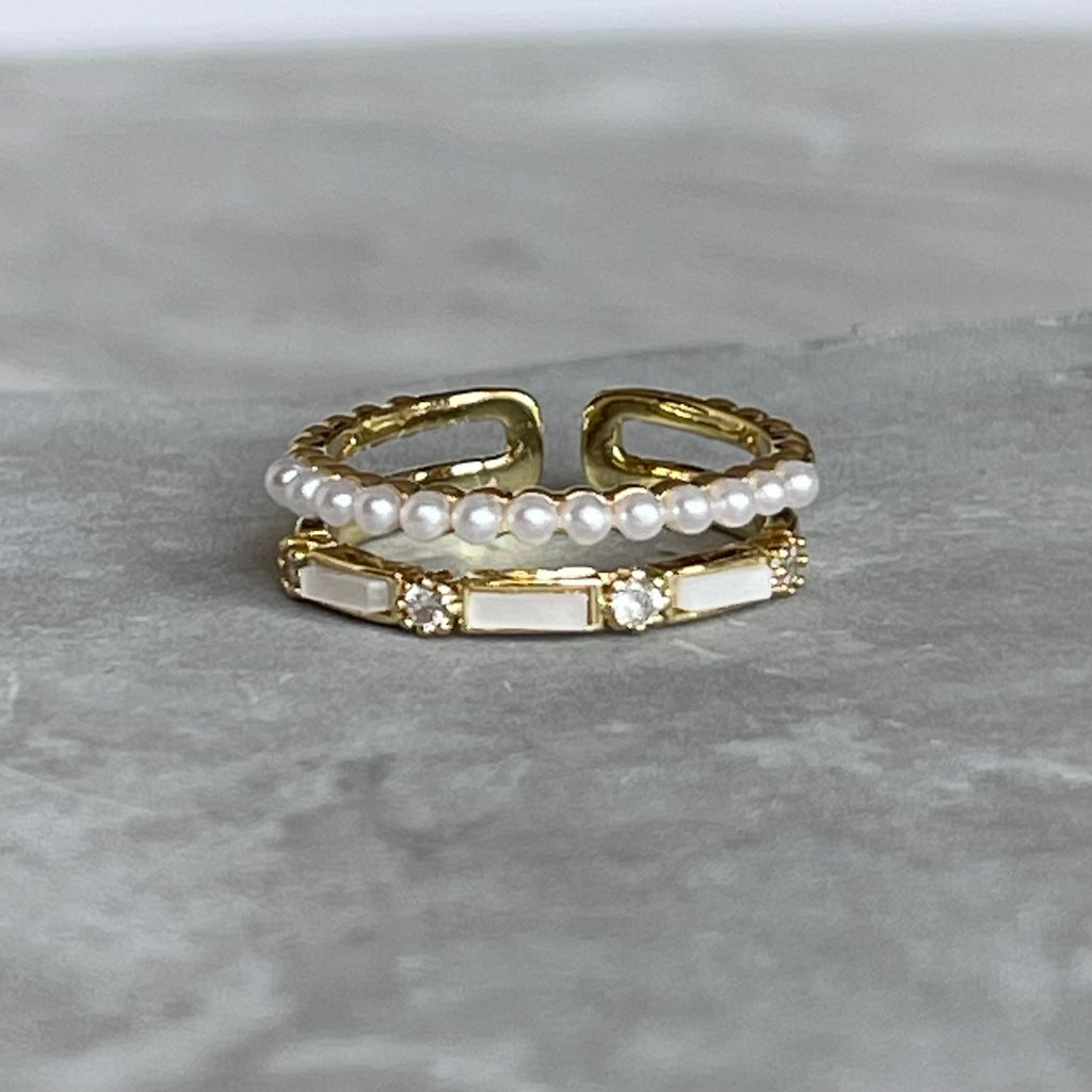 Minimal Modern Sparkling Gemstone Adjustable Ring, Sleek