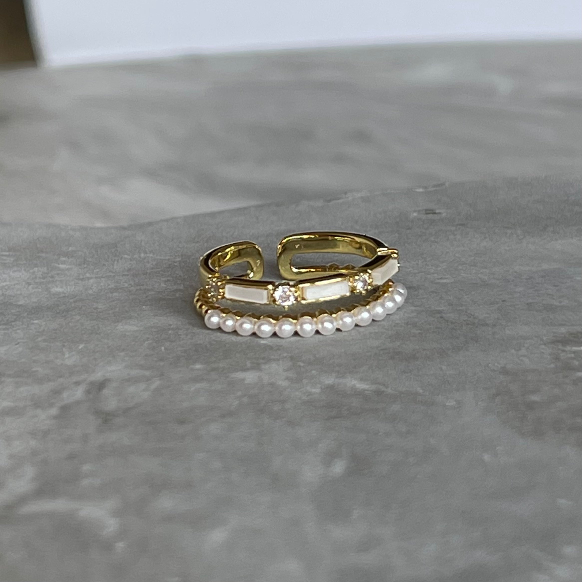 Minimal Modern Sparkling Gemstone Adjustable Ring, Sleek