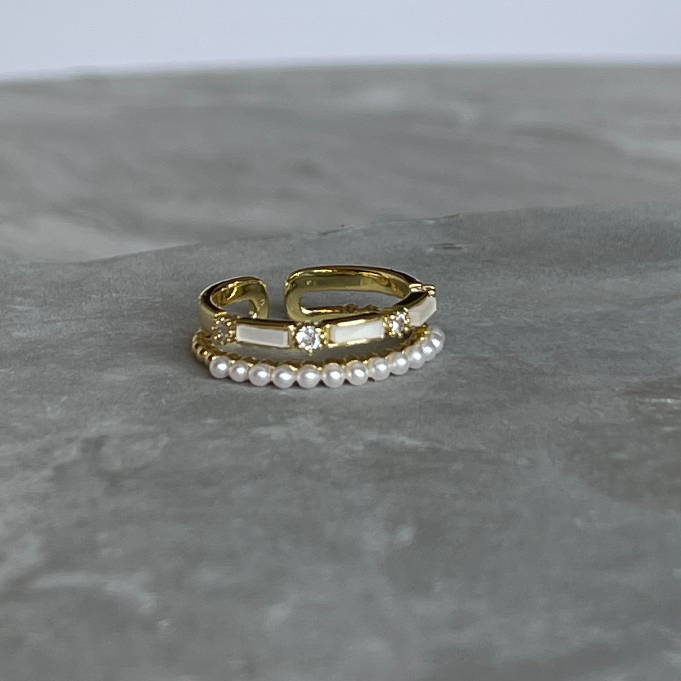 Minimal Modern Sparkling Gemstone Adjustable Ring, Sleek